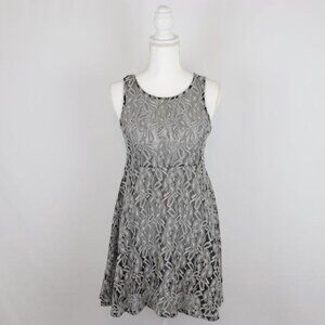 Free People Miles of Lace Women's XS Black Cream Lace Fit & Flare Mini Dress
